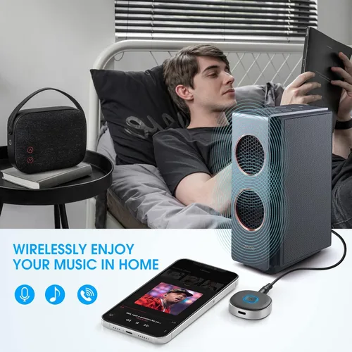 Vista 6 de LAICOMEIN - Receptor Bluetooth, adaptador auxiliar portátil para automóvil de 0.138 in, receptor de audio inalámbrico Bluetooth