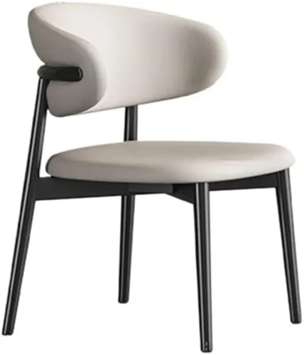Vista 10 de Sillas de comedor, Sillas de comedor tapizadas modernas con patas de metal y respaldo curvado, Sillas para comedor (beige)