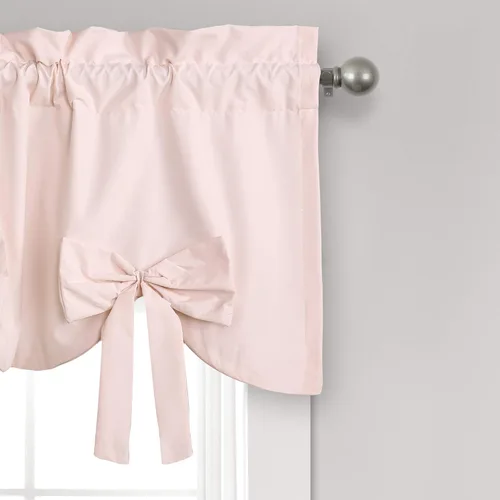 Vista 2 de Lush Decor Melody - Cenefa de cortina con lazo de 52 pulgadas de ancho x 18 pulgadas de largo +3" Rosa - Cortinas con lazo - Cenefas de cocina