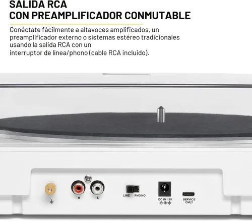 Vista 7 de Victrola Tocadiscos totalmente automático Bluetooth con cartucho Audio Technica ATN3600L, función de repetición automática, reproductor de discos
