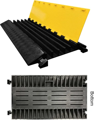 Vista 3 de Electriduct Protector de cable de 5 canales, 2.25 pulgadas de altura, poliuretano de 20,000 libras, capacidad de carga de eje, base negra y tapa