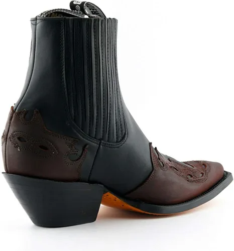 Vista 5 de Grinders Arizona Lo - Botas de motorista unisex de piel con tacón cubano y vaquero, color negro y burdeos