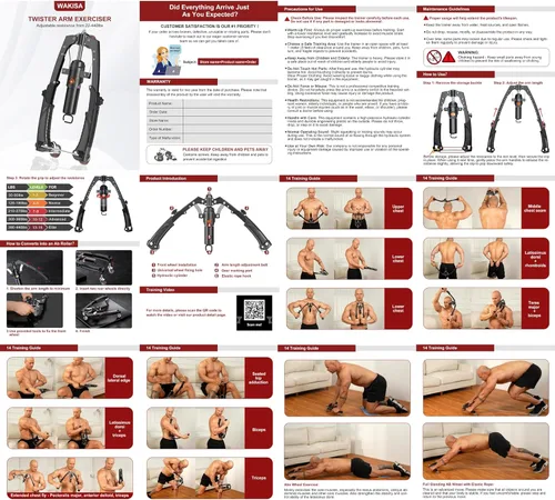 Vista 8 de Twister Arm Trainer, 3 in 1 Hydraulic Power Chest Workout Equipment with Ab Roller Wheels and Hooks, Adjustable 22-440lbs Arm Trainer for Men Women