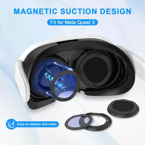 Vista 6 de Tyasoleil Blue Light Blocking Glasses for Meta Quest 3, with Magnetic Alloy Frame and Anti Blue-Light Lens Accessories Removable Lens to Accommodate