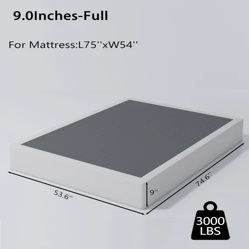 Vista 2 de ALDRICH Box Springs - Base de colchón con marco de metal resistente de 9 pulgadas, con funda de fácil limpieza, sin ruido, fácil montaje