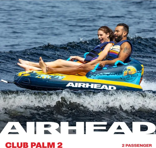Vista 5 de Airhead Mable Tubo inflable remolcable, modelos para 1-4 pasajeros, puntos de remolque duales, cubierta completa de nylon, almohadillas de espuma