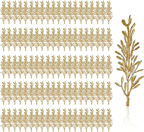 100 piezas de flores artificiales para velas flotantes, centro de mesa, relleno de flores doradas, relleno de mini jarrón, velas flotantes, flores