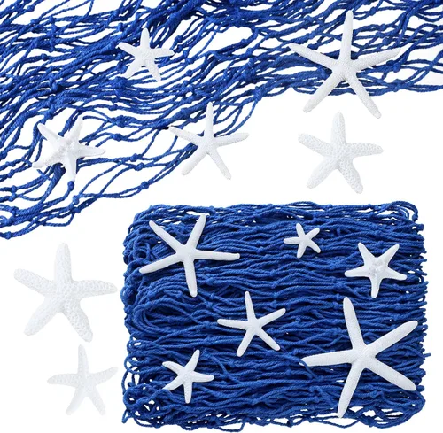 Juego de adornos de 21 piezas de estrellas de mar, decoración de pared de mar, red de mar, decoración náutica para manualidades, playa, boda, fiesta