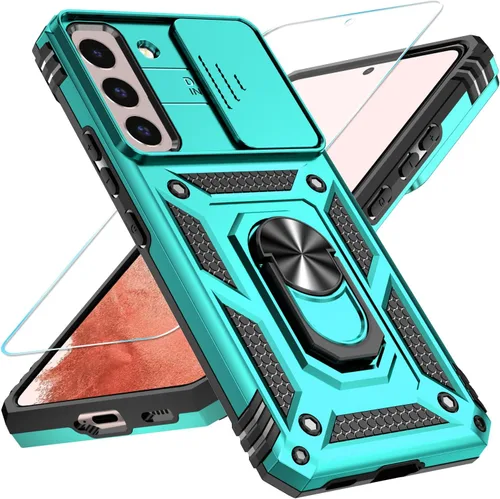Vista 27 de SunStory Funda para Samsung Galaxy S21 con protector de pantalla HD, funda para cámara deslizante y soporte de anillo giratorio, grado militar