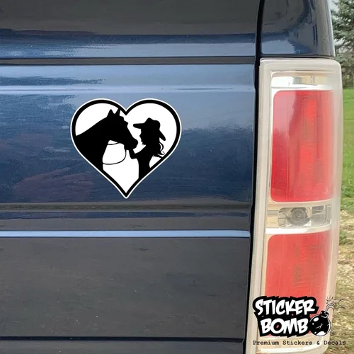 Vista 6 de Calcomanía de vaquera y caballo en corazón, calcomanía de Sticker Bomb Vinyl para automóvil, camión, computadora, en cualquier lugar, vinilo premium