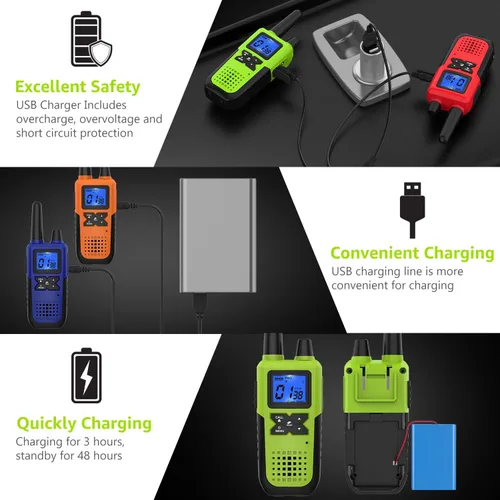 Vista 3 de Topsung Walkie Talkies for Adults Long Range Rechargeable with Earpiece NOAA Weather Alert, Multi-purpose 2 Way Radio 4 Pack for Team Work Senior