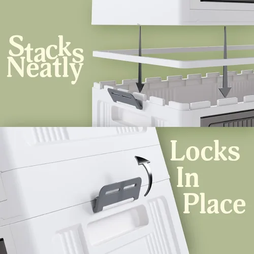 Vista 13 de OlarHike 48QT - Contenedores de almacenamiento con cierre con tapas, caja de almacenamiento plegable con puertas y ruedas, contenedores de plástico