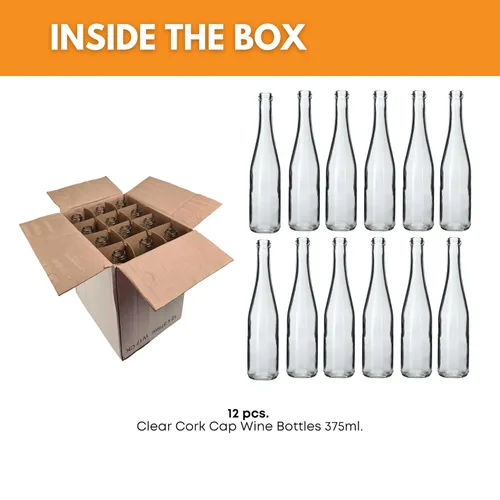 Vista 2 de FastRack - Botellas de vino de licor transparente Hock de 12.7 fl oz (paquete de 12) No incluye corchos W17 12.7 fl oz botellas de vidrio vacías