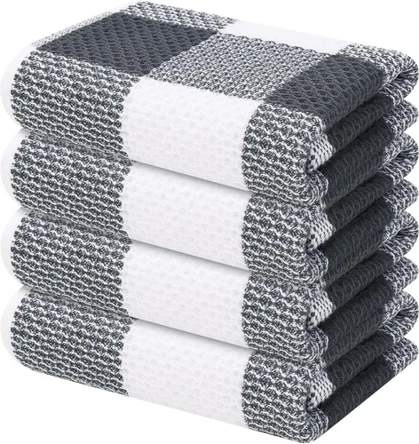 Vista 16 de Mordimy Trapos de cocina a cuadros 100% algodón, 12 x 12 pulgadas, súper suaves y absorbentes, de secado rápido, trapos de cocina para cocina, Beige