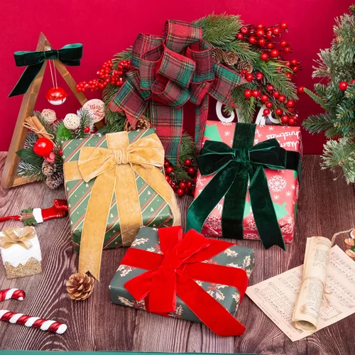 Vista 4 de QIANF Cinta de terciopelo, carrete de 1 1/2 pulgadas por 25 yardas (rojo)