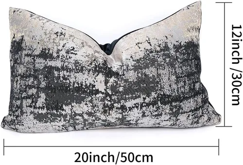 Vista 2 de THE-TINOART 12 x 20 Inch Black Gold Rectangle Cushion Case Luxury Modern Lumbar Throw Pillow Cover Decorative Pillow Case for Couch Living Room