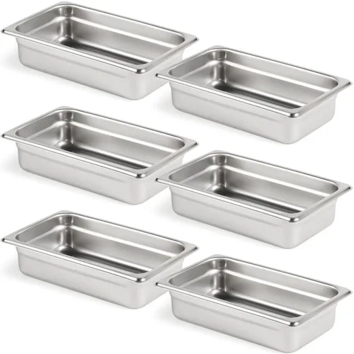 Vista 9 de CURTA Paquete de 6 Tapas para Bandejas de Baño María de Tamaño Completo con Asa, Tapas para Bandejas de Hotel de Acero Inoxidable 18/8 Certificadas