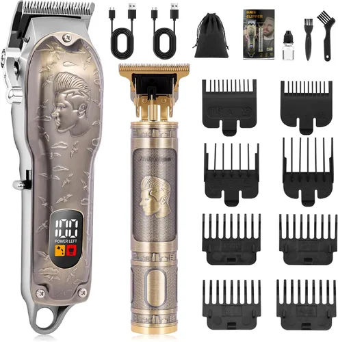Juego de cortapelos profesional inalámbrico para hombre, cortadora de pelo en forma de T, recortadora de barba, recortadora de patillas, cortadora