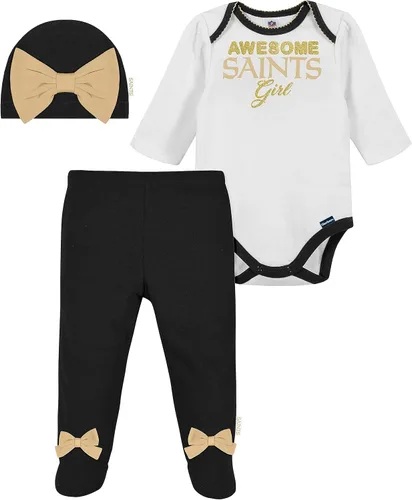 Vista 17 de NFL Conjunto de enterizo, pantalón con pies y gorro de 3 piezas para bebé niña