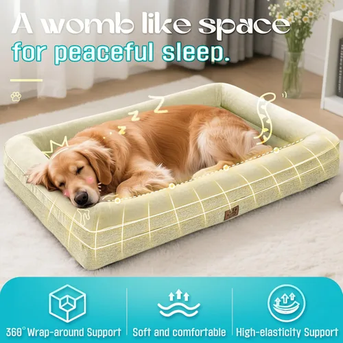 Vista 3 de Camas impermeables de espuma viscoelástica para perros extra grandes, camas ortopédicas antideslizantes y lavables para mascotas con funda extraíble