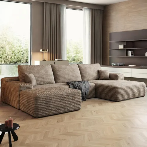 Vista 36 de Sofás seccionales de 105" para sala de estar, sofá nube con forma de L tapizado sin estructura rígida, sofá seccional moderno modular con chaise