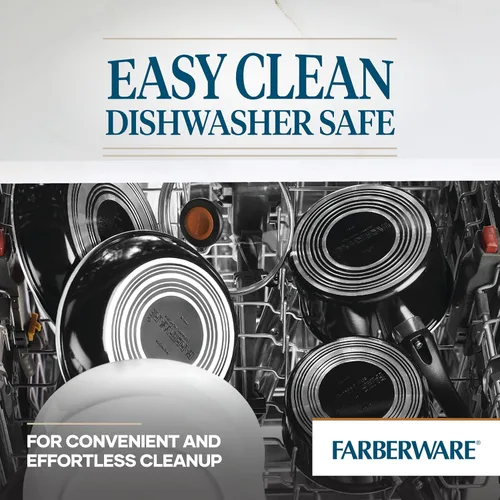 Vista 4 de Farberware Glide Ceramic Sartén Antiadherente / Sartén para Saltear / Sartén para Freír con Tapa y Mango Auxiliar - 4 Cuartos, Negro