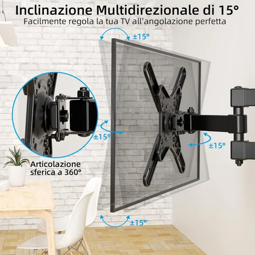 Vista 3 de HOME VISION Full Motion Swivel Tilt TV Wall Mount for 17-42 Inch TVs,TV Monitor Wall Mount Extension Rotation Bracket Holds up to 45lbs Max VESA