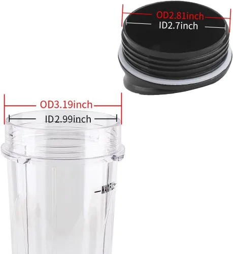 Vista 2 de Anbige Tapas de repuesto compatibles con vasos de 16 onzas para licuadora Ninja BL660 BL770 BL740 BL771 BL773CO QB3000/QB3000SSW/QB3004/QB3005