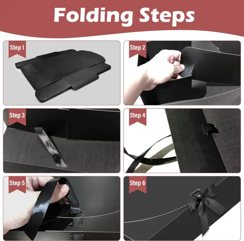 Vista 6 de BoShahai 10 cajas con tapas, papel kraft de 10.6 x 7.8 x 3.1 pulgadas, cajas de regalo negras con cinta, caja de propuesta de dama de honor