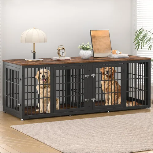 Vista 9 de rehomerance Mueble de jaula de perro resistente de 26 pulgadas para perros pequeños, mesa auxiliar decorativa para casa de mascotas, muebles de Negro