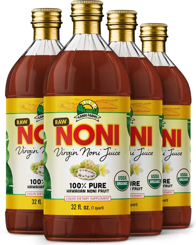Vista 6 de Jugo de noni virgen – crudo (sin pasteurizar) 100% puro jugo de noni hawaiano orgánico – botella de vidrio de 32 onzas
