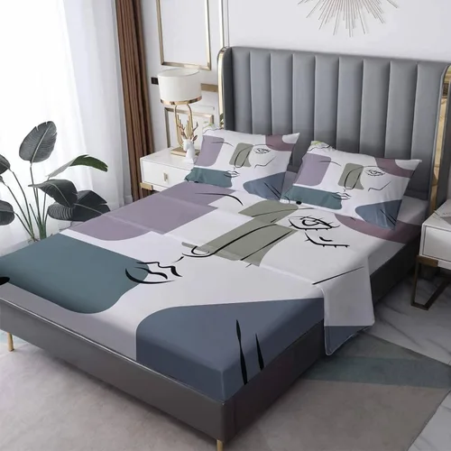 Sábanas abstractas tamaño individual – Sábanas de cama geométricas modernas, microfibra suave y bolsillo profundo, sábanas y fundas de almohada