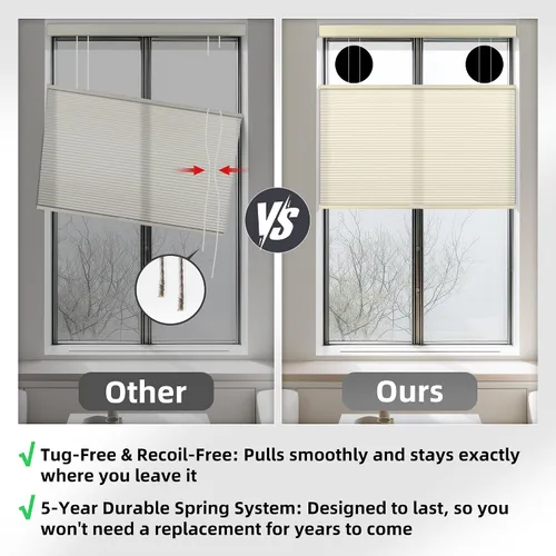 Vista 2 de BERISSA Top Down Bottom Up Cellular Custom Shades Light-Filtering Beige