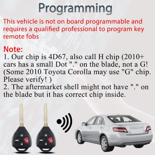 Vista 4 de SUPALAND Llavero de entrada sin llave compatible con Toyota Camry 2007 2008 2009 2010 2011 / Corolla 2009 2010 Control remoto llave principal