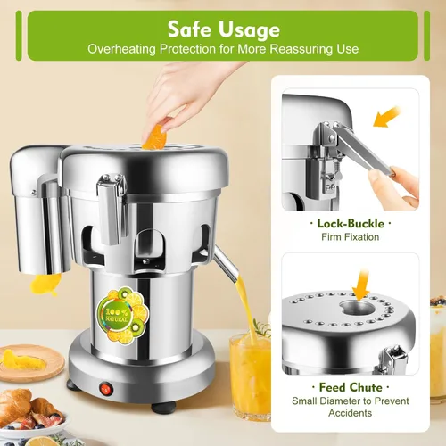 Vista 3 de Exprimidor de alta resistencia comercial, Juicer eléctrico 110V 370W, Extractor de jugo automático de frutas y verduras, Extractor de jugo