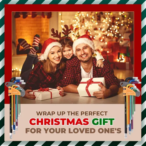 Vista 7 de MULWARK Juego de 28 piezas de llave Allen, juego de llaves hexagonales de extremo de bola de brazo largo con mango en T SAE 1/16–3/8, métrico