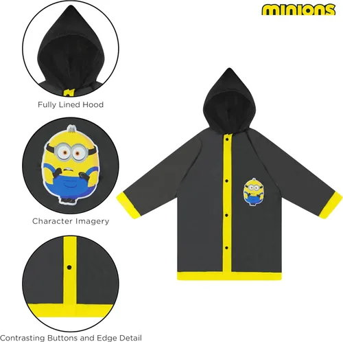 Vista 5 de The Minions Kids Umbrella And Poncho Raincoat Set, Minions Rain Wear For Boys Ages 4-7
