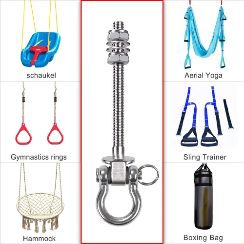 Vista 6 de BeneLabel 2 piezas de vigas de madera y colgador de vigas en I, extraíbles y fáciles de conectar, ganchos de acero inoxidable resistentes, hamaca