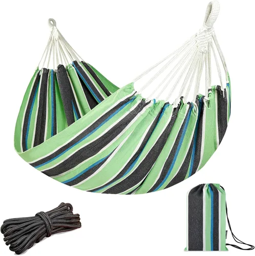 Vista 15 de JoyView Hamaca doble brasileña con cuerdas colgantes, extragrande de 86.6x59" hamaca portátil de algodón para patio, jardín, porche, capacidad