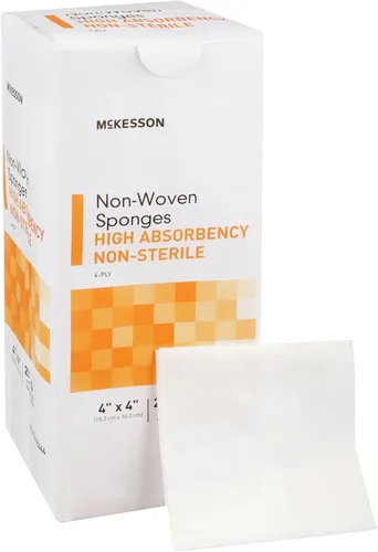 McKesson Esponjas no tejidas, no estériles, 4 capas, alta absorción, poliéster/rayón, 4 x 4 pulgadas, 200 por paquete, 1 paquete