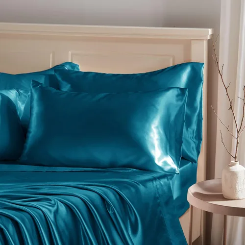 Vista 11 de Manyshofu Funda de almohada de satén naranja quemado para protección del cabello, 2 fundas de almohada estándar, fundas de almohada lujosas