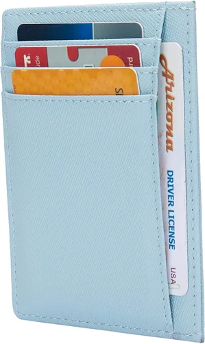 Vista 2 de Slim RFID Blocking Credit Card Holder Minimalist Leather Front Pocket Small Wallet for Women Men