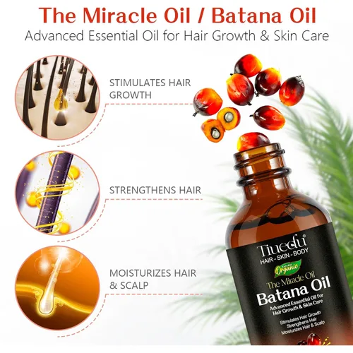 Vista 3 de Aceite de batana para el crecimiento del cabello, pestañas y cejas, aceite de batana 100% puro y natural para pérdida de cabello, reparación