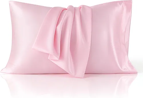 Vista 42 de Bedsure Paquete de 2 fundas de almohada de satén similares a las fundas de almohada de seda tamaño estándar, funda de almohada para mujeres que