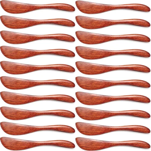 Vista 2 de Juego de 20 esparcidores de mantequilla de madera para queso de mermelada de maní (BK-01 (20 piezas)