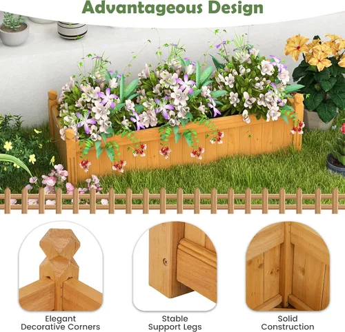Vista 5 de Giantex Cama de jardín elevada, maceta de madera con agujeros de drenaje, caja rectangular para plantas, flores, hierbas, cultivo de frutas