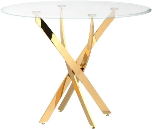 Vista 96 de Mesa de comedor redonda de 36 pulgadas para 4, mesas de cocina y comedor de cristal, moderna mesa de comedor circular con mesa de vidrio templado