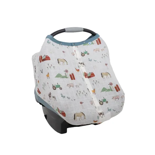 Vista 3 de Little Unicorn Toldo para asiento de automóvil para bebé, tela de muselina suave y transpirable, funda de cierre magnético y ajuste universal