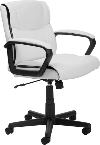 Vista 8 de Amazon Basics Silla de trabajo de oficina con altura ajustable, giratorio de 360°, reposabrazos acolchados, respaldo medio, enrollado, capacidad