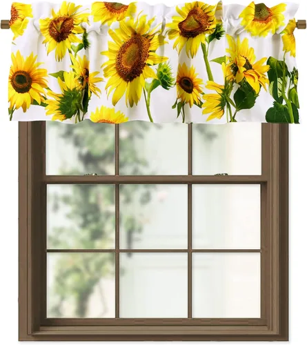 Vista 11 de Cenefas de cocina con hojas de Monstera verdes para ventanas, con bolsillo para cortinero de plantas tropicales, 52 x 18 pulgadas, cenefas